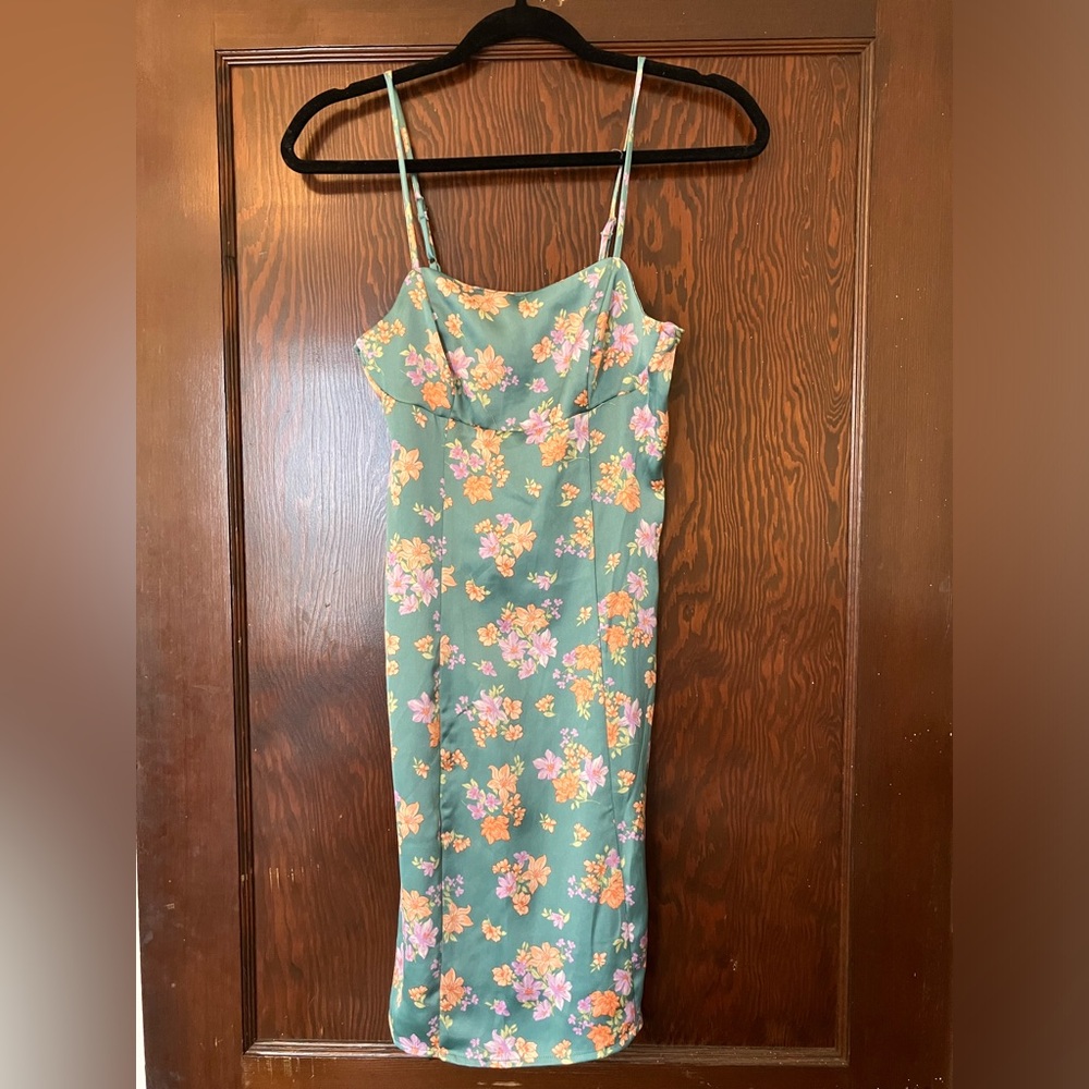 Satin Floral Mini (in Teal)